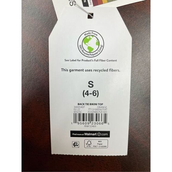 NWT Time and Tru Back Tie Bikini Top - Picture 5 of 8